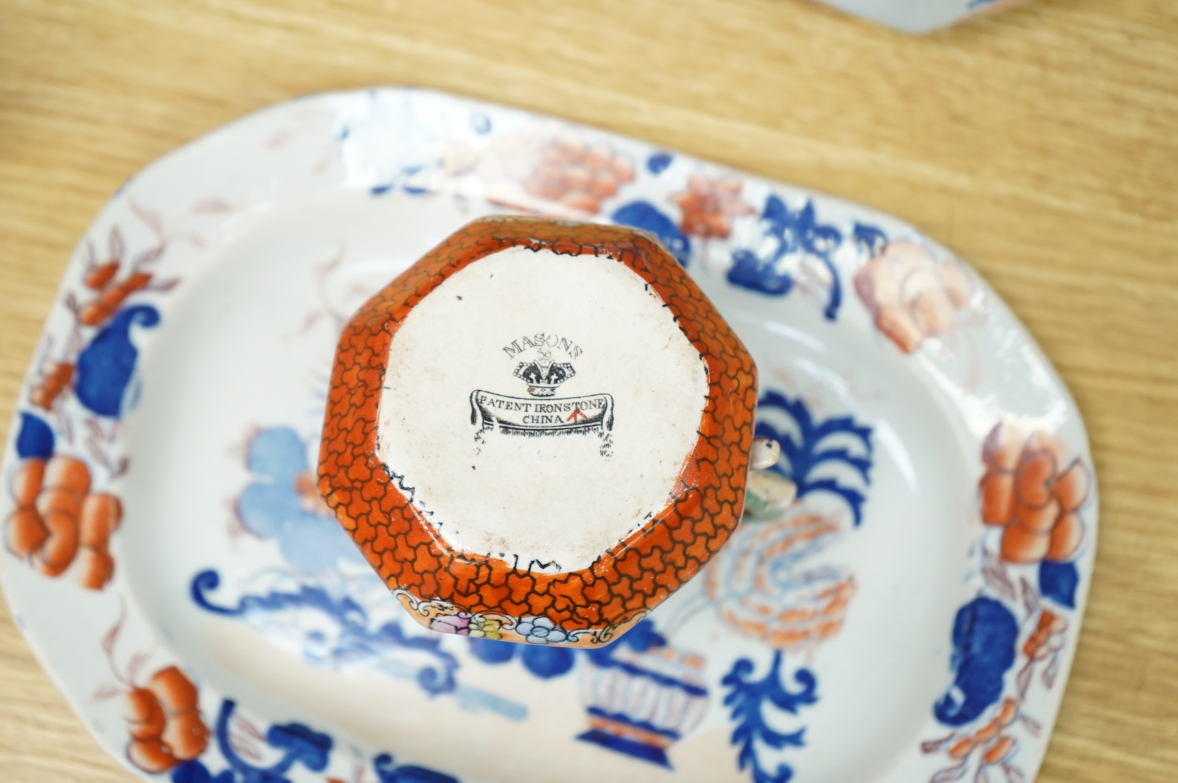 Nine pieces of Masons ironstone to include graduated jugs and a dish, largest 24cm high